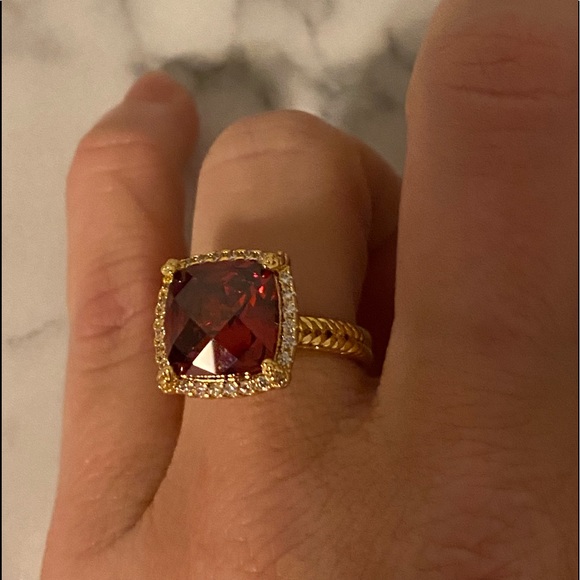 Lab created Ruby & 18k goldplated cushion cut NWT - Picture 8 of 11
